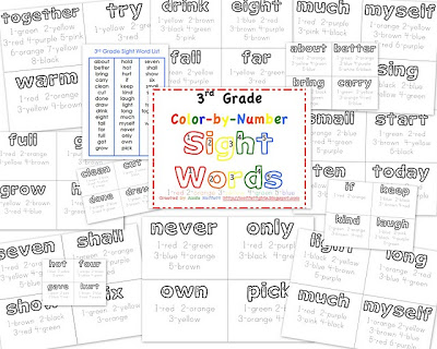 These Color by Number Sight Words are a F-U-N way to introduce kids to 41 Dolch sight words/high frequency words for 1st-3rd Grade!