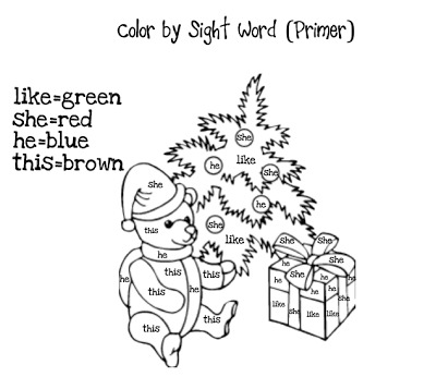 More FREE Christmas Color by Sight Words!