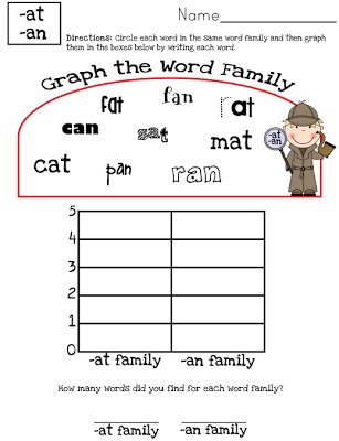Word Family Graphing is designed to incorporate many skills into one activity, while making learning fun and exciting for Pre-K, Kindergarten and 1st Graders!
