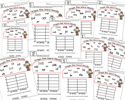 Word Family Graphing is designed to incorporate many skills into one activity, while making learning fun and exciting for Pre-K, Kindergarten and 1st Graders!