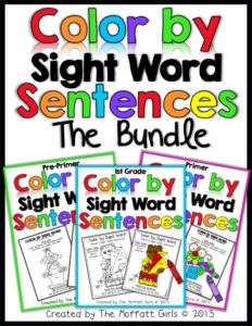 Color by Sight Word Sentences allows Pre-k, Kindergarten and 1st Grade students to become more confident readers!