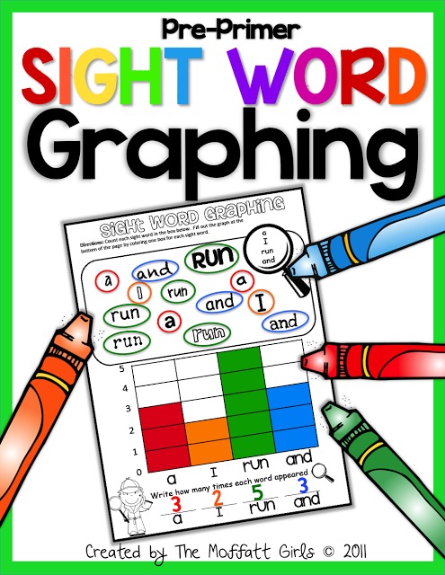 This Sight Word Graphing Packet includes graphs that cover all 40 Dolch Pre-Primer Sight Words and is designed to actively engage children in the learning process. 