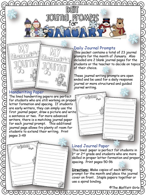 Journal Prompts for January are a great way to get students to write every single day, helping motivate students to write!