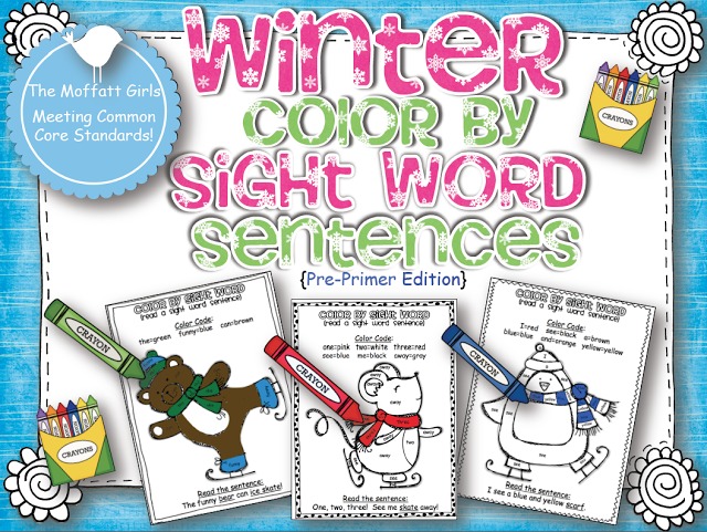 Winter Color by Sight Word Sentences is a FUN way for Pre-K, Kindergarten and 1st Grade students to practice ALL of the Primer Sight Words on the Dolch list!