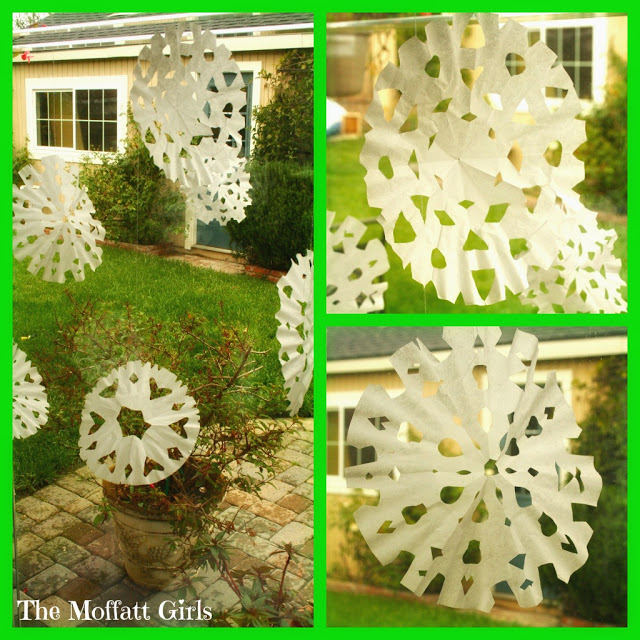 We made these gorgeous snowflakes from a Pinterest tutorial!