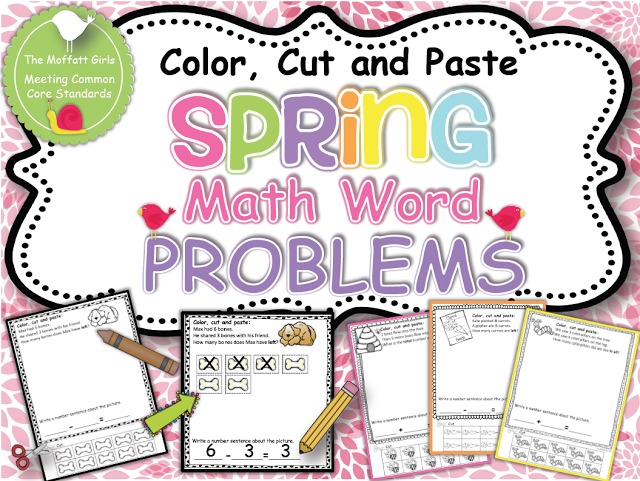 Our Spring set of Math Word Problems (Color, Cut and Paste) will help Pre-K and Kindergarten students understand the math concepts AND master them!