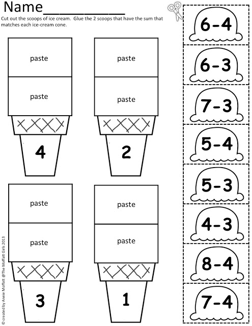Math Scoops are a super fun way for kids to practice addition AND subtraction sums up to 20. This packet includes 168 different math problems and will help Preschool-1st Grade students master their math facts!