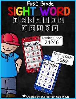 The Sight Word Texting Codes are a SUPER fun way to practice all of the First Grade Sight Words on the Dolch list by searching for the number codes in each letter of a sight word, allowing kids to learn how to spell their sight words!