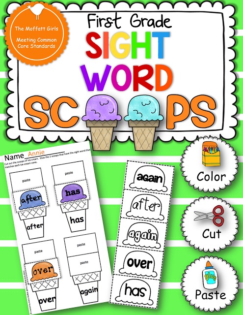 Sight Word Scoops are a FUN and hands-on way to master and reinforce ALL of the Dolch 1st Grade sight words!