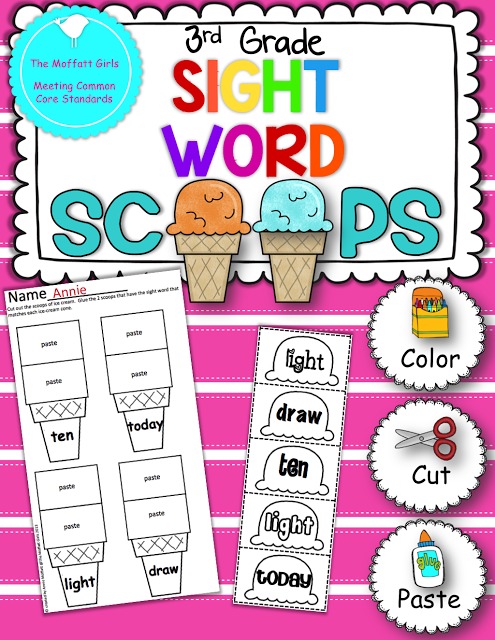 Sight Word Scoops are a FUN and hands-on way to master and reinforce ALL of the Dolch 3rd grade sight words!