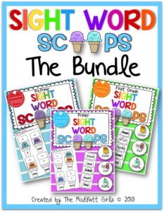 Sight Word Scoops are a FUN and hands-on way to master and reinforce ALL of the Dolch pre-primer, primer, and 1st grade sight words!