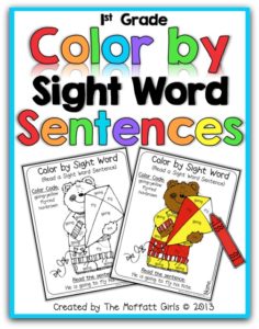 Color by Sight Word Sentences allows 1st Grade students to become more confident readers!