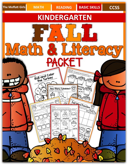 Teach basic addition, subtraction, sight words, phonics, letters, handwriting and so much more with the Fall NO PREP Packet for Kindergarten!