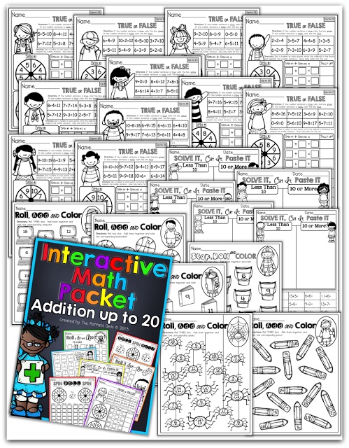 This Interactive Math NO PREP Packet is FILLED with FUN and interactive ways to master math facts (addition) up to 20!