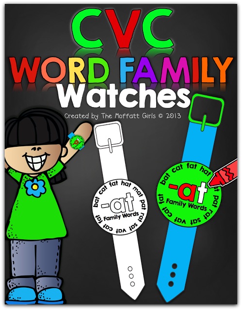 CVC Word Family Watches are a FUN and effective way to introduce, practice and reinforce simple CVC word families for Preschool, Kindergarten and 1st Grade!