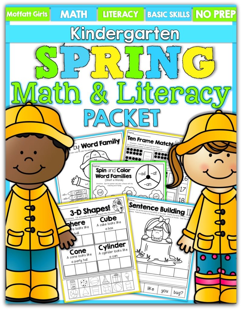Teach basic addition, subtraction, sight words, phonics, letters, handwriting and so much more with the Spring NO PREP Packet for Kindergarten!