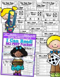 I Can Read Simple Sentences NO PREP (Set 3) allows beginning or struggling readers to build confidence and reinforce fun into reading basic sentences!