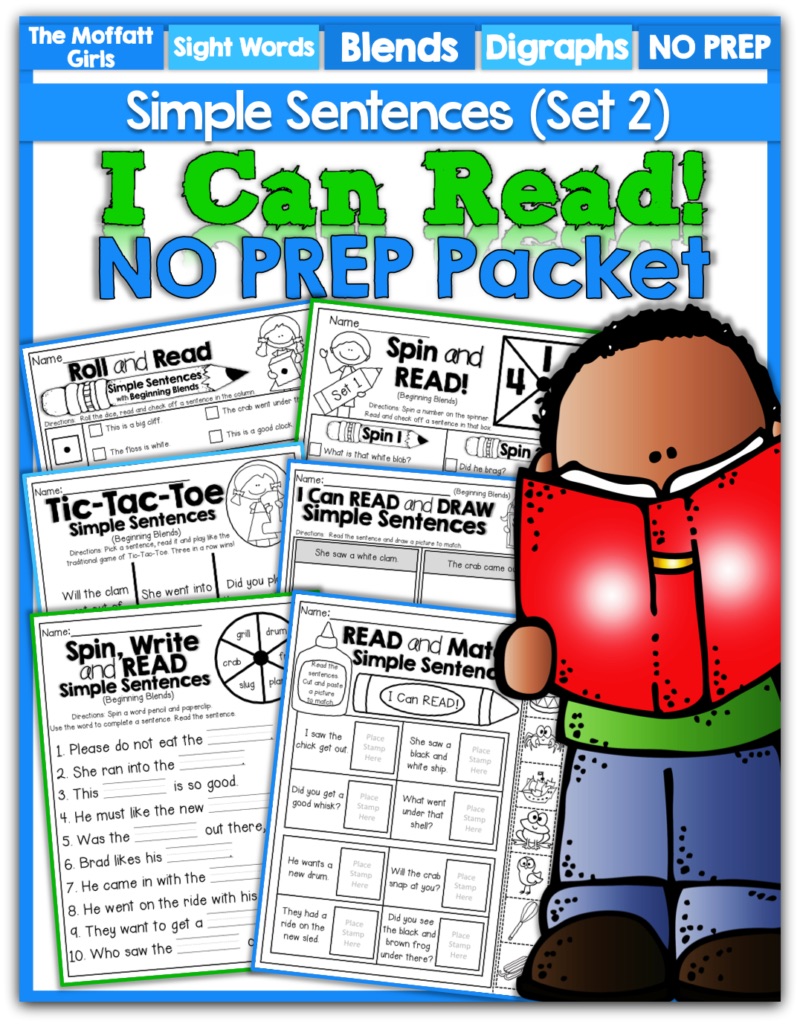 I Can Read Simple Sentences NO PREP (Set 2) allows beginning or struggling readers to build confidence and reinforce fun into reading basic sentences!