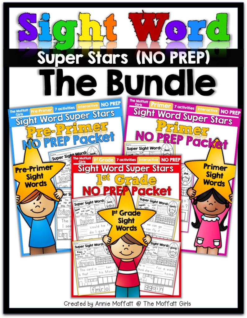 This Sight Word Super Stars NO PREP Packet is both EFFECTIVE and FUN for Preschool, Kindergarten and 1st Grade students as they learn to read and master sight words! 