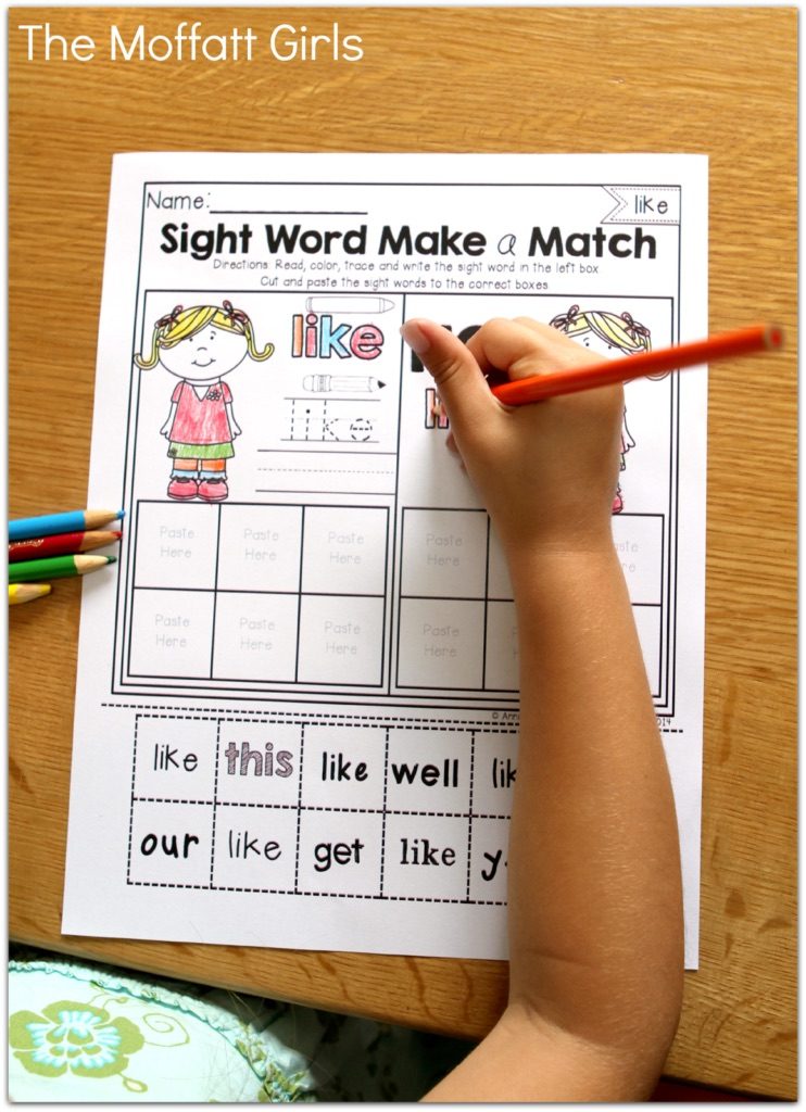 Our Sight Word Make a Match packets allow a beginning or struggling reader master tricky sight words, for Preschool-1st Grade!