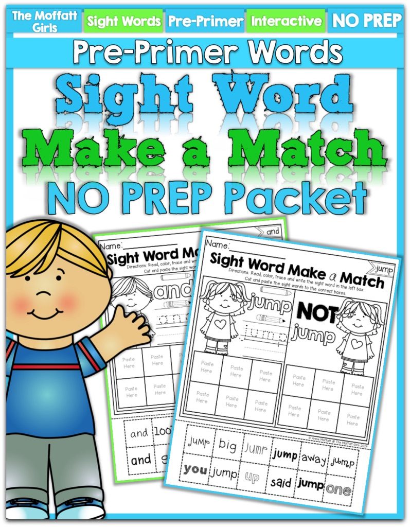 Our Sight Word Make a Match packets allow a beginning or struggling reader master tricky sight words, for Preschool!