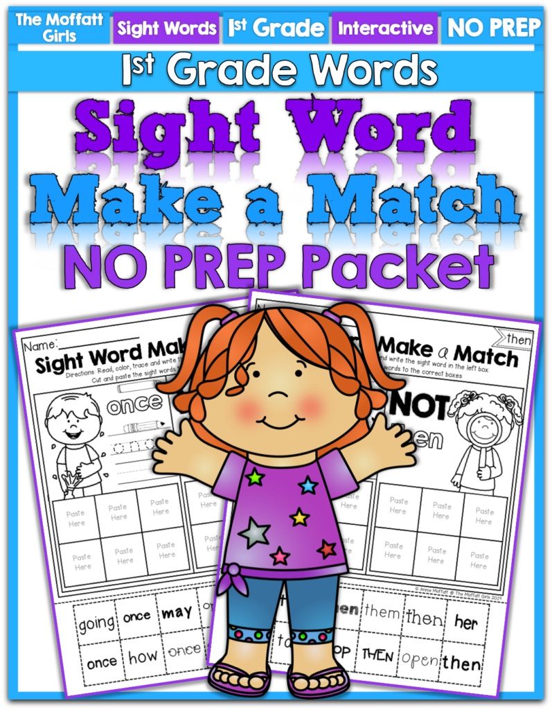 Our Sight Word Make a Match packets allow a beginning or struggling reader master tricky sight words, for 1st Grade!