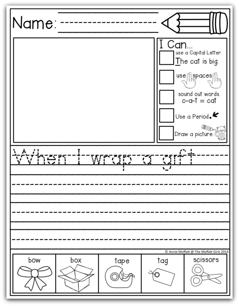 These December NO PREP 20 journal prompts include I Can statements to build writing skills and a picture dictionary to spark the imagination. Perfect for beginning writers.
