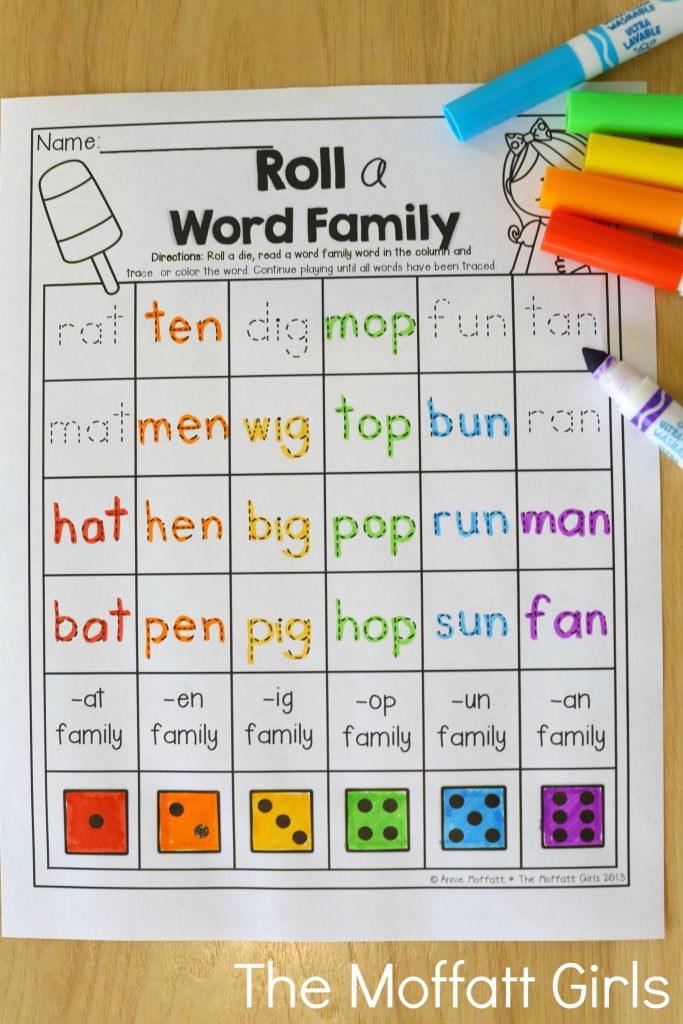 Roll a Word Family (for beginning readers)- Avoid the Summer Slide! Help your students stay on track during summer break with these FUN activities! Perfect for Kindergarten going into 1st Grade!