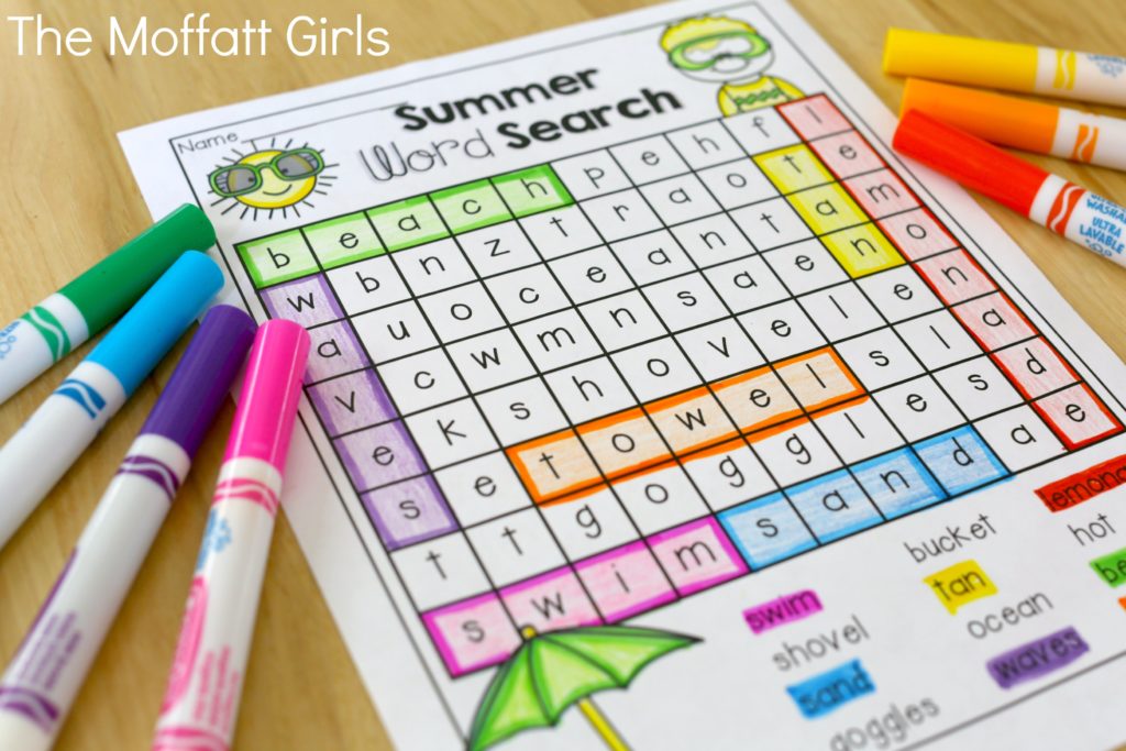 Summer Word Search- Avoid the Summer Slide! Help your students stay on track during summer break with these FUN activities! Perfect for 1st Grade going into 2nd Grade!