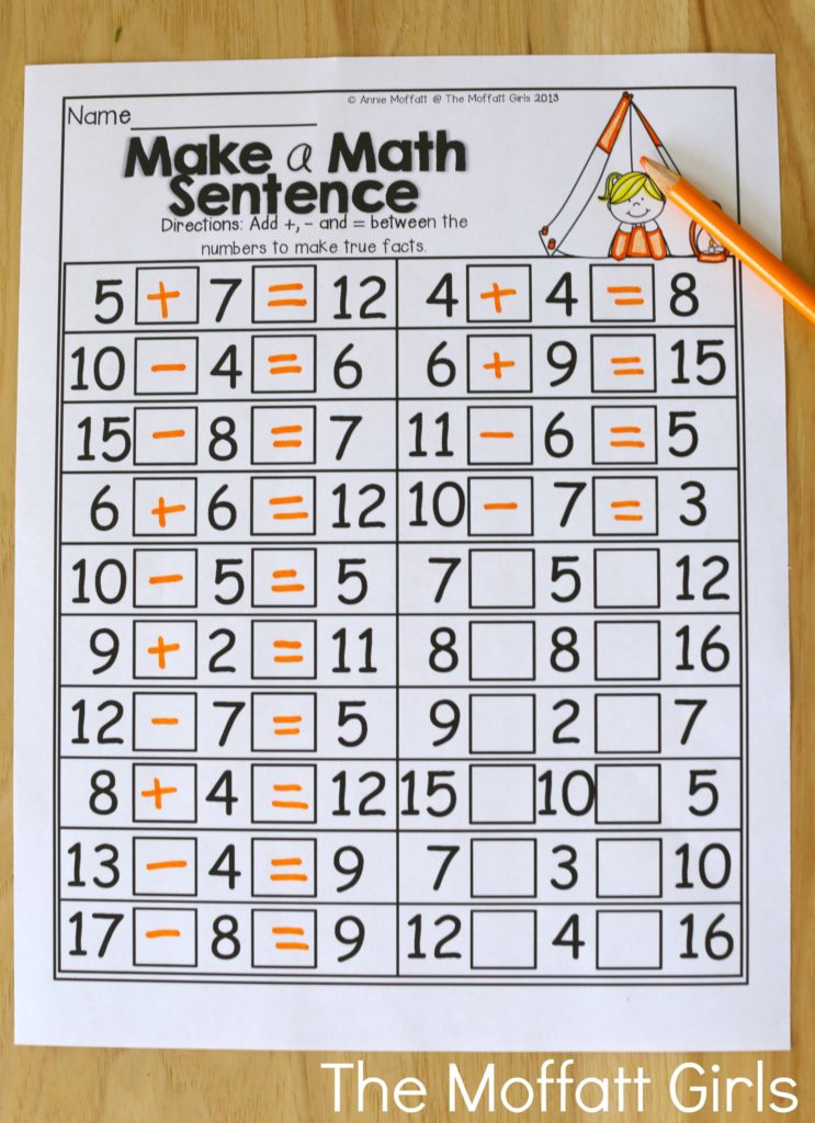 Make a Math Sentence- Avoid the Summer Slide! Help your students stay on track during summer break with these FUN activities! Perfect for 1st Grade going into 2nd Grade!
