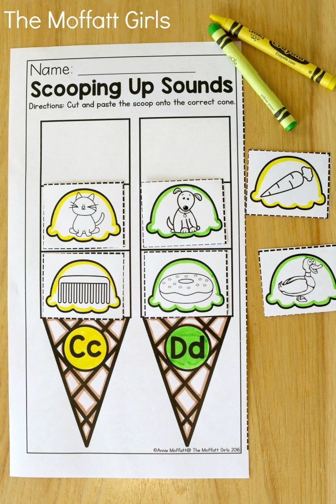 Scooping Up Sounds (beginning sounds)- Avoid the Summer Slide! Help your students stay on track during summer break with these FUN activities! Perfect for Preschool going into Kindergarten!