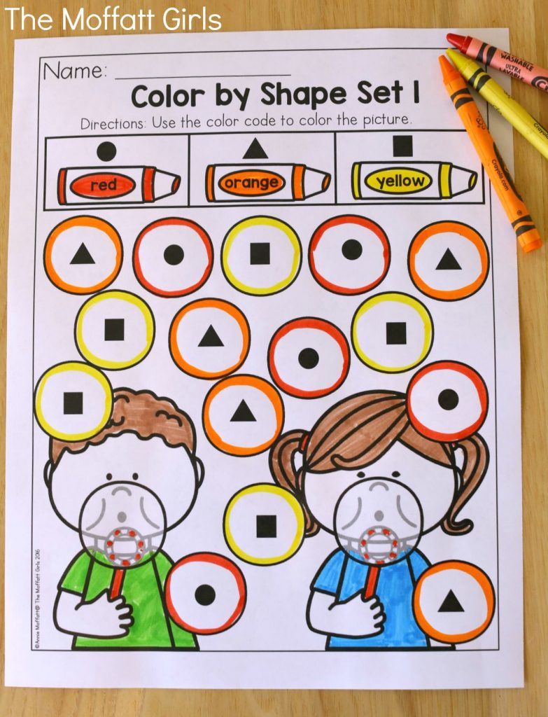 Color by Shape- Avoid the Summer Slide! Help your students stay on track during summer break with these FUN activities! Perfect for Preschool going into Kindergarten!