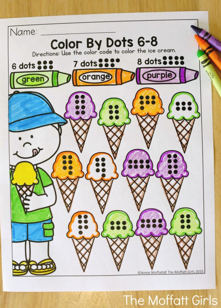Color by Dots- Avoid the Summer Slide! Help your students stay on track during summer break with these FUN activities! Perfect for Preschool going into Kindergarten!