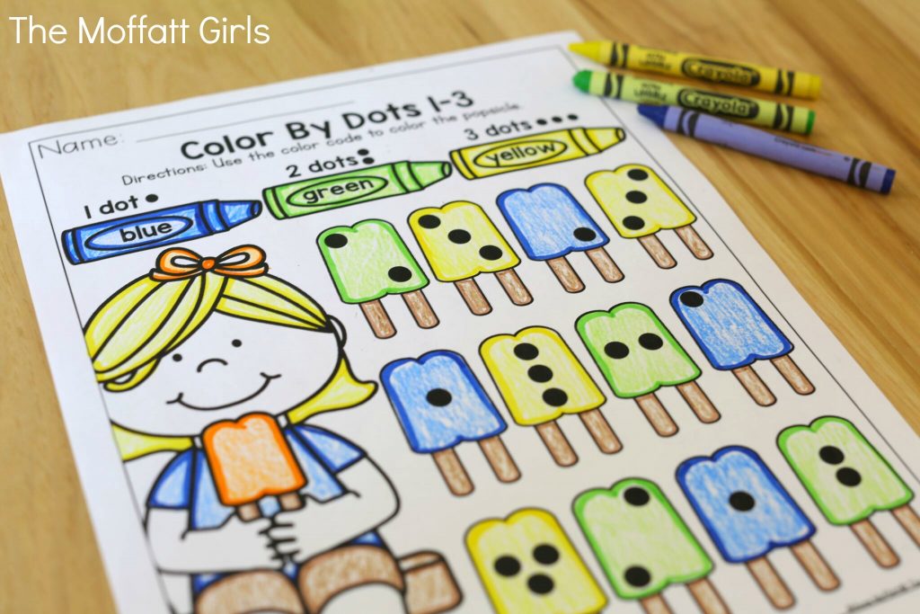 Color by Dots- Avoid the Summer Slide! Help your students stay on track during summer break with these FUN activities! Perfect for Preschool going into Kindergarten!