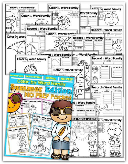 This “educational coloring book” allows kids to color, write and record different word families! 