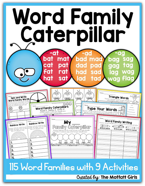 This Word Family Caterpillar is a GREAT way to teach phonics word families to beginning and struggling readers. Decorate the room as students learn each word family!
