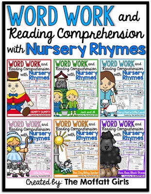 These packets are designed to build both PHONICS SKILLS AND READING COMPREHENSION with simple nursery rhymes! This packet is targeted for 1st Grade, but can also be used with high flying Kindergarteners! 