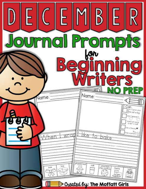 Journal Prompts for December- These 20 journal prompts include I Can statements to build writing skills and a picture dictionary to spark the imagination. Perfect for beginning writers.
