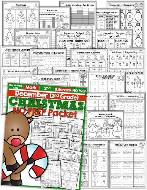 Teach basic math operations, sight words, phonics, grammar, handwriting and so much more with the December NO PREP Packet for Second Grade!Teach basic math operations, sight words, phonics, grammar, handwriting and so much more with the December NO PREP Packet for Second Grade!