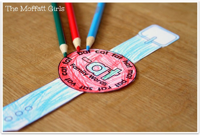 CVC Word Family Watches- These wearable watches help build fluency in beginning readers in a fun way!