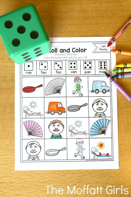 CVC Fluency: Roll and Color- Roll a die and color a picture that matches. What a fun reading game for beginning and struggling readers!