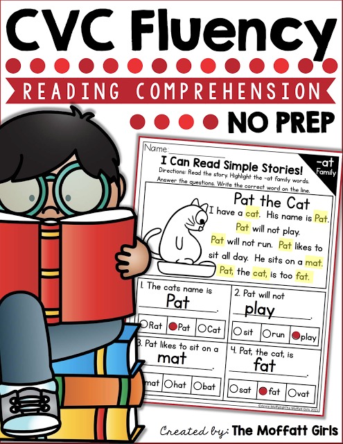CVC Fluency: Reading Comprehension- These simple stories give beginning and struggling readers a genuine opportunity to build comprehension skills.