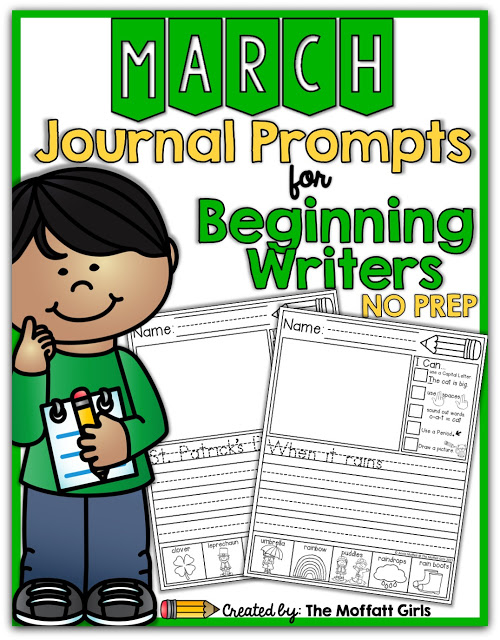 Journal Prompts for March- These 20 journal prompts include I Can statements to build writing skills and a picture dictionary to spark the imagination. Perfect for beginning writers.
