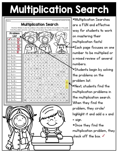 Why can't practicing multiplication facts be fun? Turn math into a game and have your students multiply with the Multiplication Search NO PREP Packet!