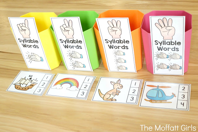 Counting Syllables Sorting and Clip Cards give students the opportunity to work with and master syllables in words in a fun way.