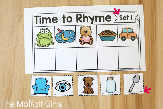 With the Time to Rhyme Cards, students work on hearing the ending sounds to identify a rhyme.