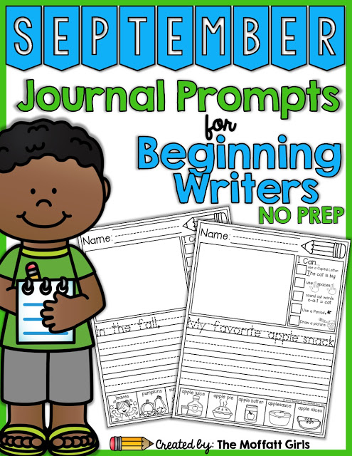 Journal Prompts for September- These 20 journal prompts include I Can statements to build writing skills and a picture dictionary to spark the imagination. Perfect for beginning writers.