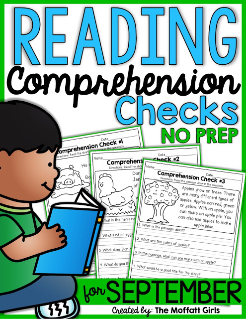 Build confidence in beginning and struggling readers with these Reading Comprehension Checks for September, while teaching students to find text evidence to support their answers.