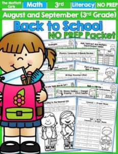 Back to School 3rd Grade NO PREP Packet