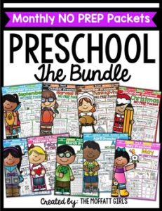 Monthly NO PREP Packets for Preschool